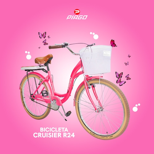Bicicleta R24 Urbana Cruisier Con Canastilla Y Parrilla Cometa Rosa Intenso