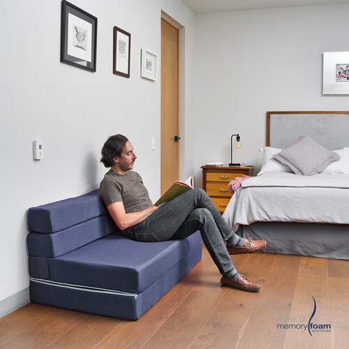 MEMORY FOAM HOME Sofá Cama Matrimonial Cozy Plegable Sofá o Cama Tamaño Matrimonial Color Azul Marino Medidas 186 x 135 x 14 cm.
