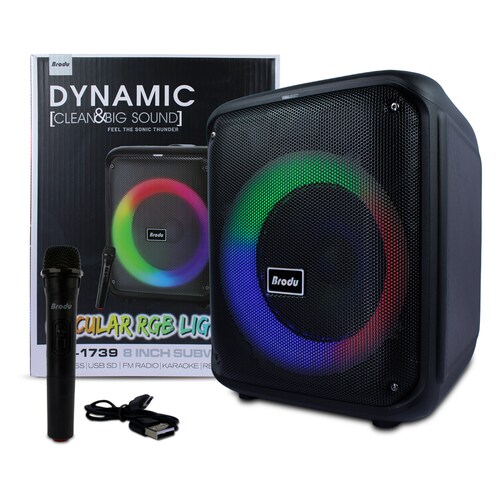 Subwoofer 8  45w Brodu Karaoke Micrófono Inalambrico .