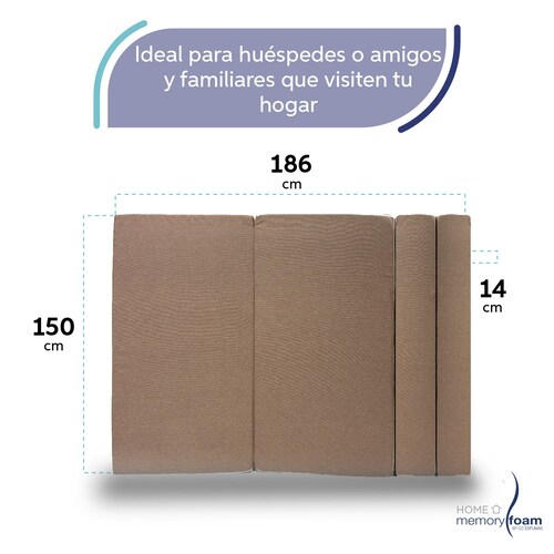 MEMORY FOAM HOME Sofá Cama Queen Size Cozy Plegable Sofá o Cama Tamaño Queen Size Color Marrón Medidas 186 x 150 x 14 cm..