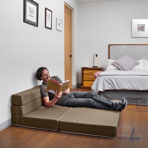MEMORY FOAM HOME Sofá Cama Queen Size Cozy Plegable Sofá o Cama Tamaño Queen Size Color Marrón Medidas 186 x 150 x 14 cm..
