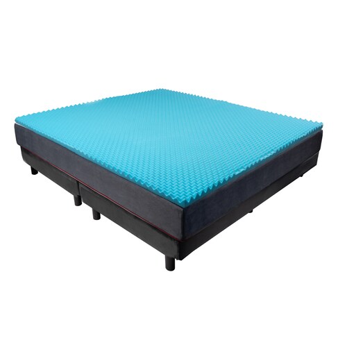 MEMORY FOAM Colchoneta Cool Wave de Memory Foam King Size Fresca y Con Ondas de Masaje 100% Memory Foam  190 x 200 x 4 cm..