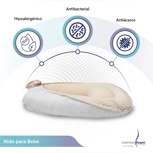Memory Foam Nido Colecho de Bebés Cuna Portátil Camita Bebé Color Hueso