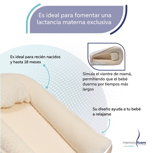 Memory Foam Nido Colecho de Bebés Cuna Portátil Camita Bebé Color Hueso