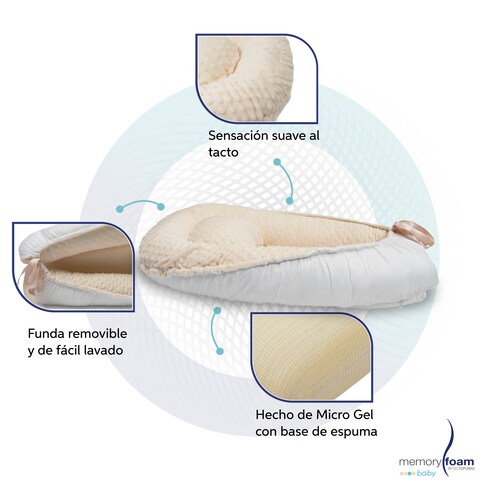 Memory Foam Nido Colecho de Bebés Cuna Portátil Camita Bebé Color Hueso