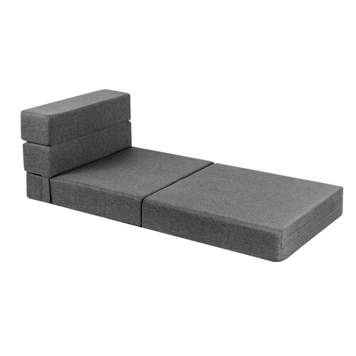 Sofá Cama Plegable Estilo Puff Individual  Gris Claro 
