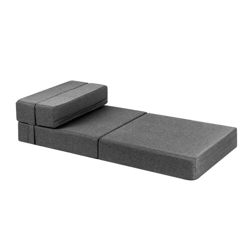 Sofá Cama Plegable Estilo Puff Individual  Gris Claro 