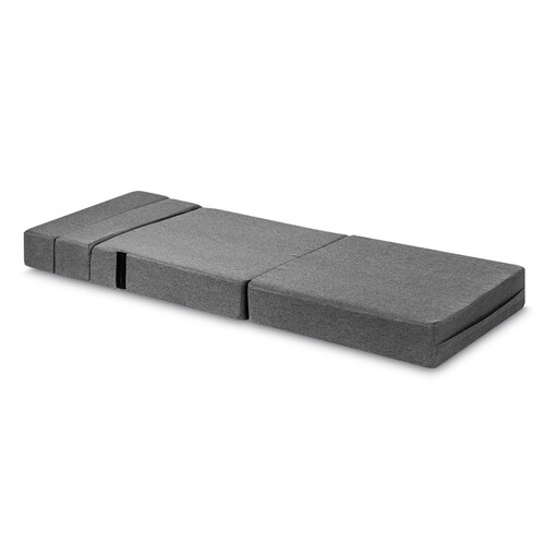 Sofá Cama Plegable Estilo Puff Individual  Gris Claro 