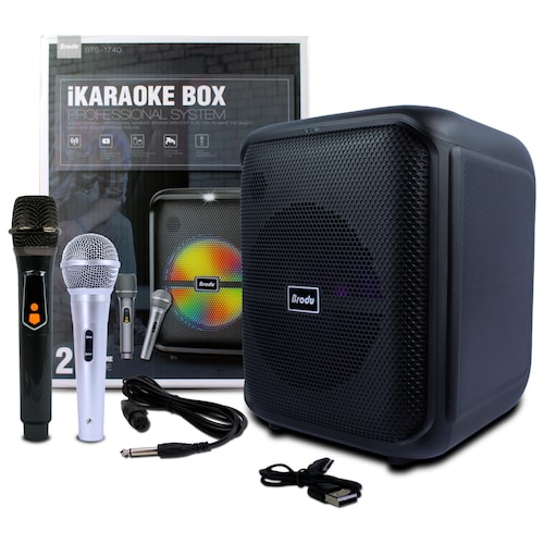 Bocina Karaoke Box Sowoofer 8  Pulgadas 45w Doble Micrófono.