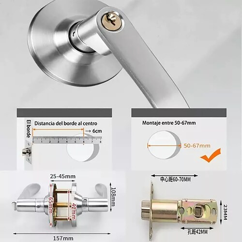 Chapa De Seguridad Residencial Manijas Para Puerta Recamara