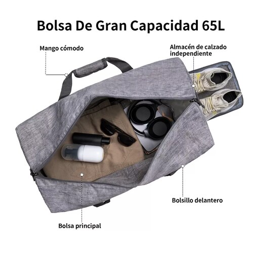 Maleta Deportivo Viaje Plegable Portátil Retráctil 65 Litros