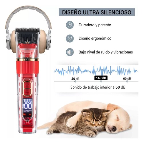 Maquina Cortador Pelo Perro Rasuradora Silencio Inalámbrica