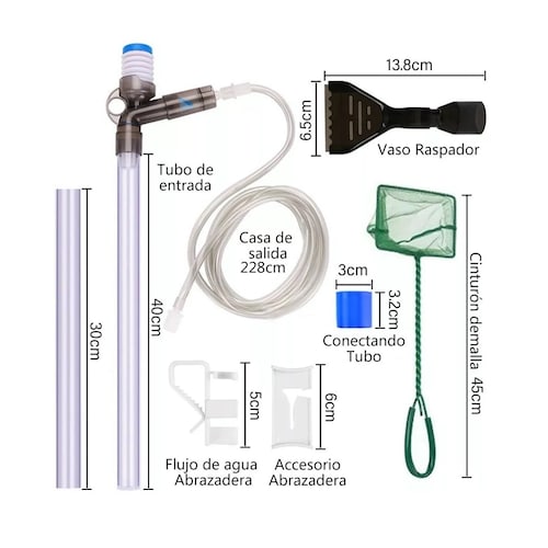  Kit De 9 En 1 Sifon Manual Para Acuarios Pecera Lava Grava