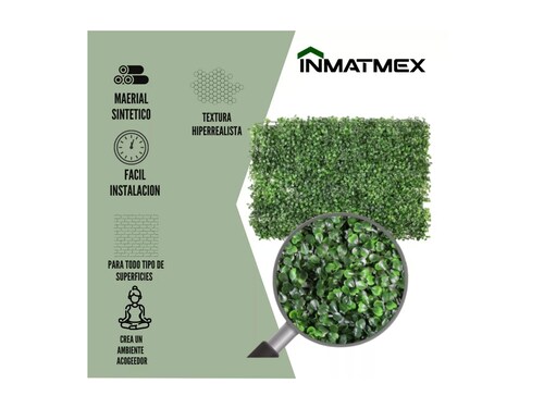 Muro Verde Follaje Artificial 100pz Sintentico 60x40 Cm