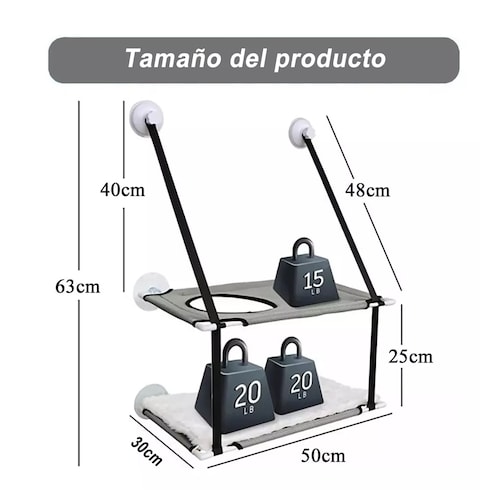 Hamaca Gato Cama  De Ventana Para Perro, 2 Capas