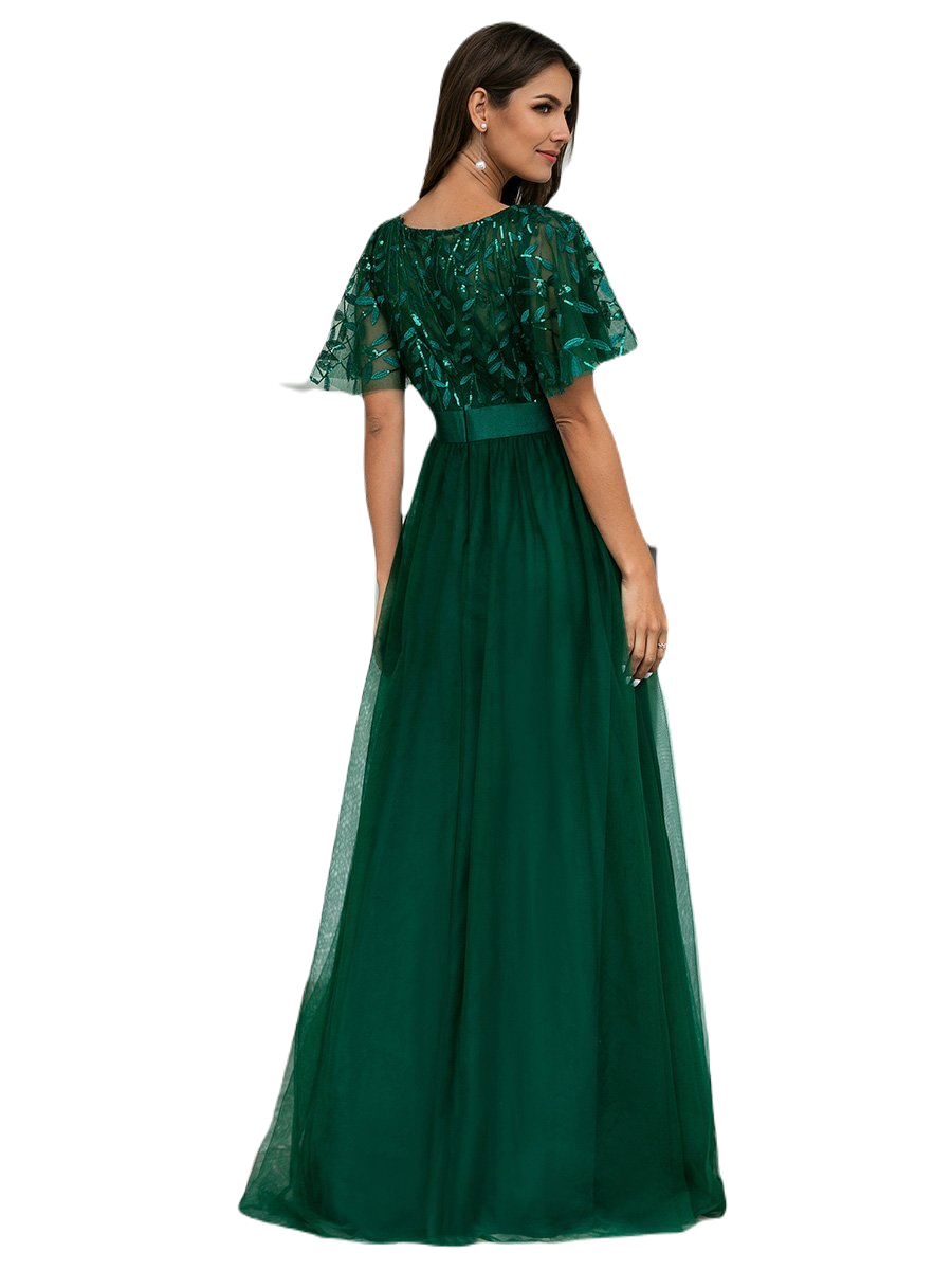 Vestido elegante verde online esmeralda