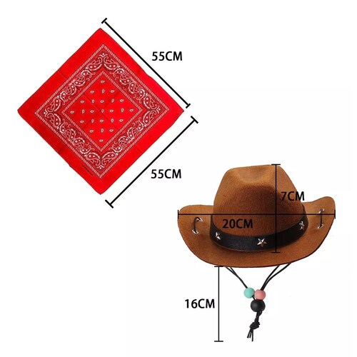 Disfraz Mascota Gato Y Perro Sombrero De Vaquero Y Bandana 