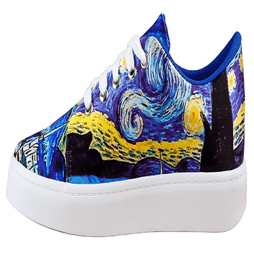 Tenis Noche Estrellada Van Gogh Arte Moda Juvenil 429-2-ANE.