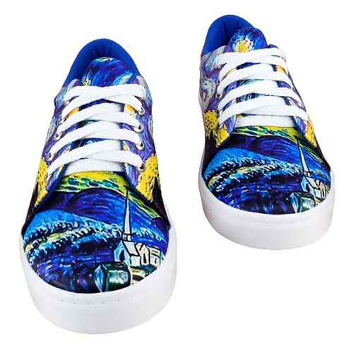 Tenis Noche Estrellada Van Gogh Arte Moda Juvenil 429-2-ANE.