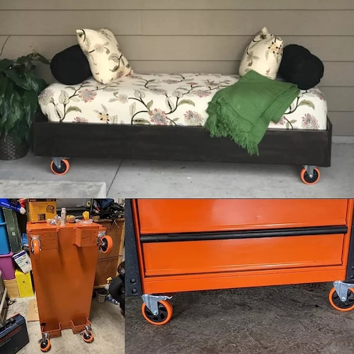 Rueda De Pvc 360 Grados Función Giratoria Rodaja Con Freno 4 Pcs Naranja