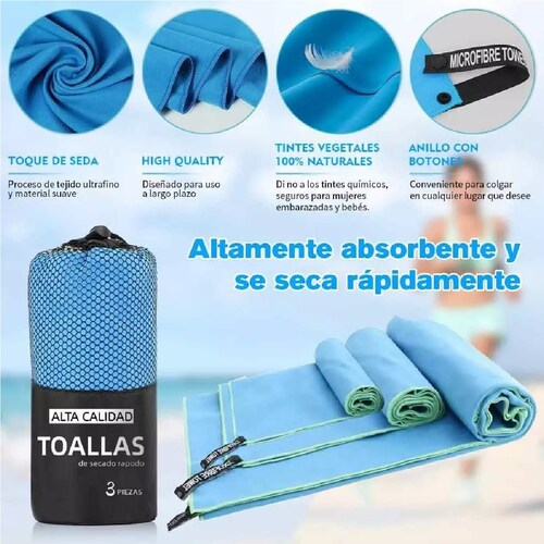 Toalla De Microfibra Secado Rápido Toalla Deportiva Para Gym Celeste