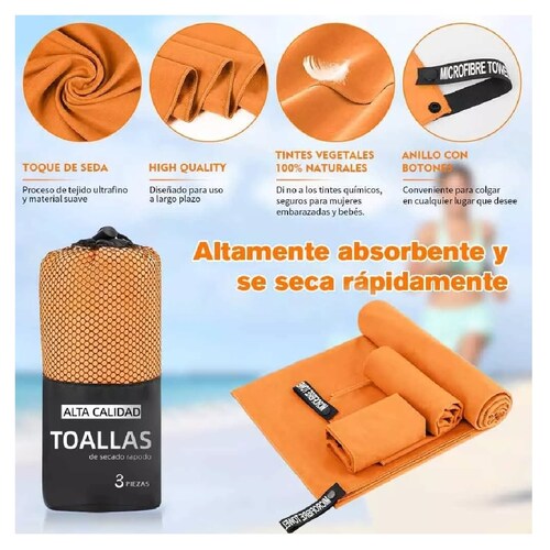 Toalla De Microfibra Secado Rápido Toalla Deportiva Para Gym Naranja