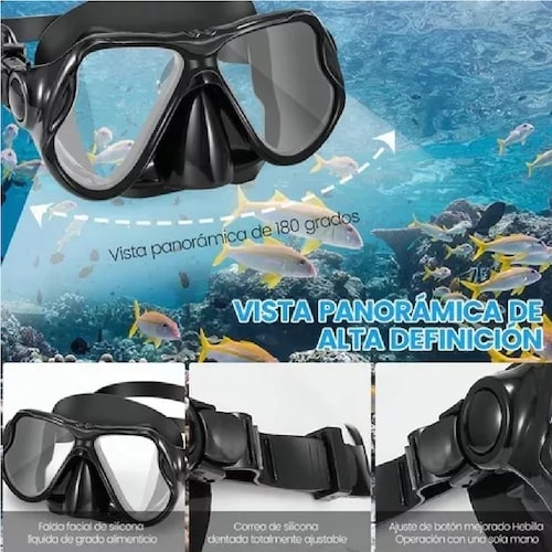 Gafas De Buceo Templado De Snorkel De Silicona Anti Niebla