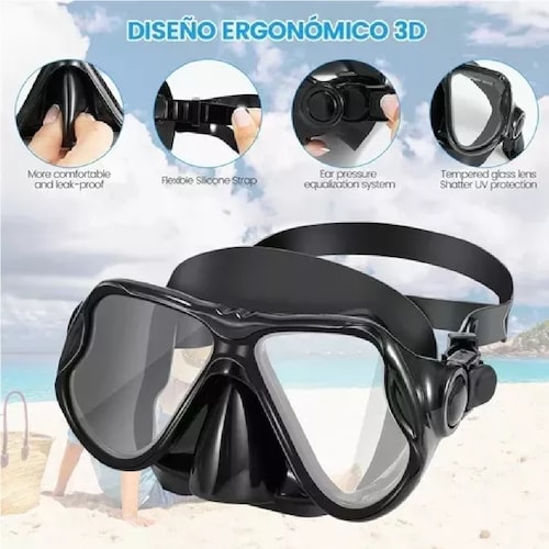 Gafas De Buceo Templado De Snorkel De Silicona Anti Niebla
