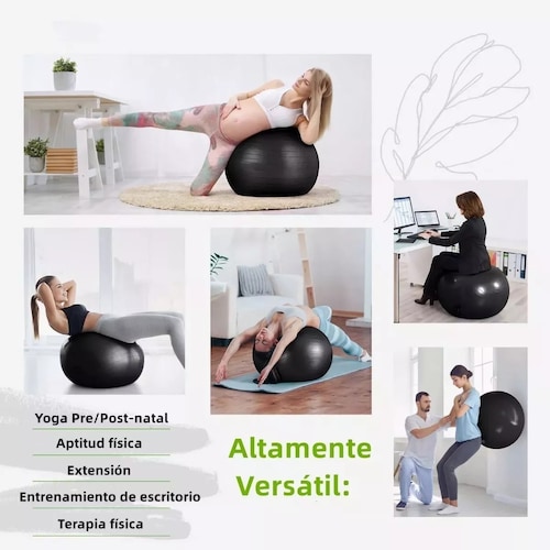 Pelota Pilates Yoga 65diametro Fitness Antiestres Ejercicio Negro