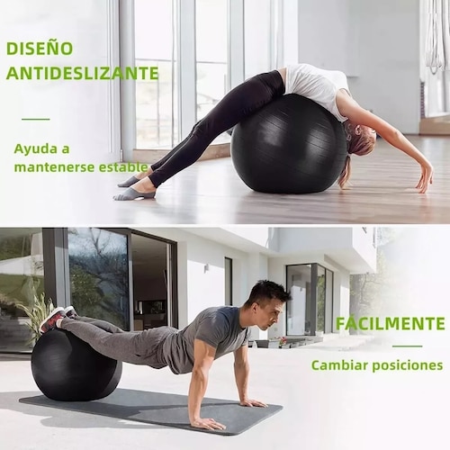 Pelota Pilates Yoga 65diametro Fitness Antiestres Ejercicio Negro