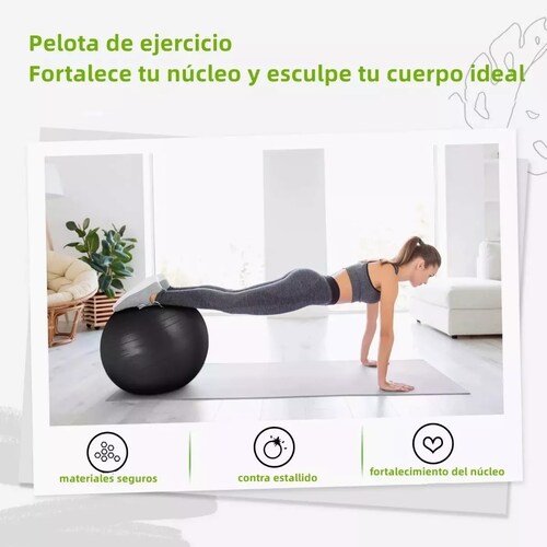 Pelota Pilates Yoga 65diametro Fitness Antiestres Ejercicio Negro