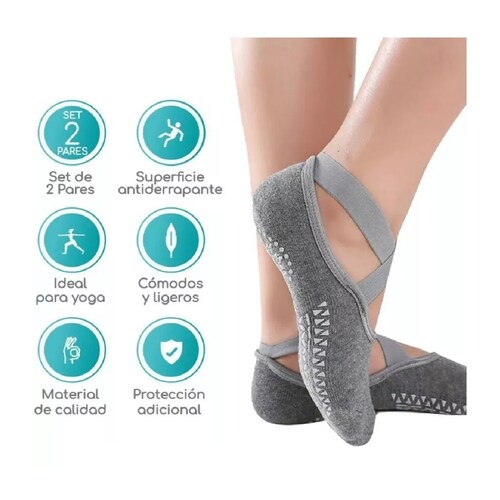 Calcetines De Yoga Danza Pilates 5 Pares Rosa/Nude/Negro/Gris/Obscuro