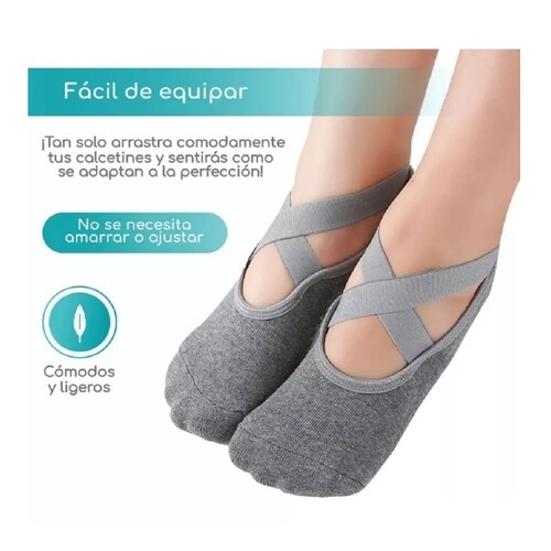 Calcetines De Yoga Danza Pilates 5 Pares Rosa/Nude/Negro/Gris/Obscuro