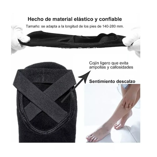 Calcetines De Yoga Danza Pilates 5 Pares Rosa/Nude/Negro/Gris/Obscuro