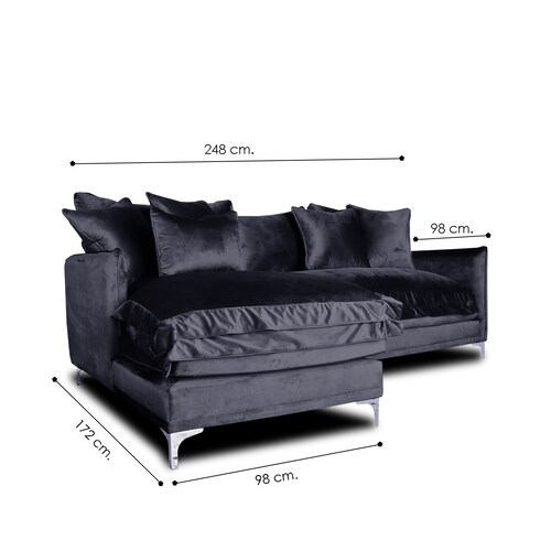 Sala Nube / Love con Chaise Izquierdo Tela: Tipo terciopelo Negro MADERIAN // ENTREGA EN CDMX Y ZONA METROPOLITANA