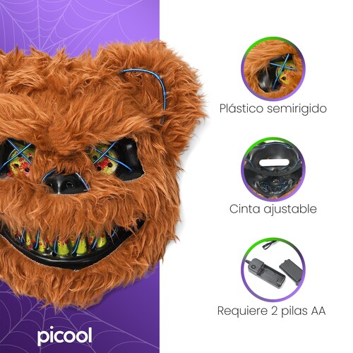 Mascara LED para Halloween Oso Sangriento de Terror Fiesta de Neon
