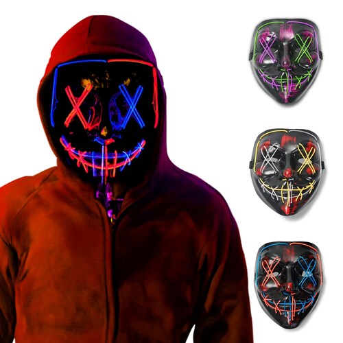 Máscara LED de La Purga Bicolor Disfraz de Halloween The Purge