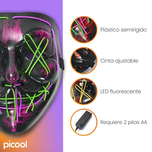 Máscara LED de La Purga Bicolor Disfraz de Halloween The Purge