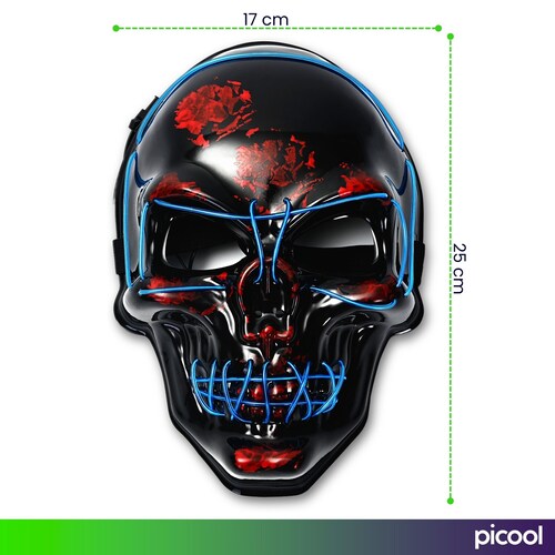 Máscara LED de Craneo Calavera Disfraz de Halloween Fiesta de Neon