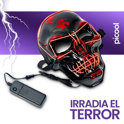 Máscara LED de Craneo Calavera Disfraz de Halloween Fiesta de Neon