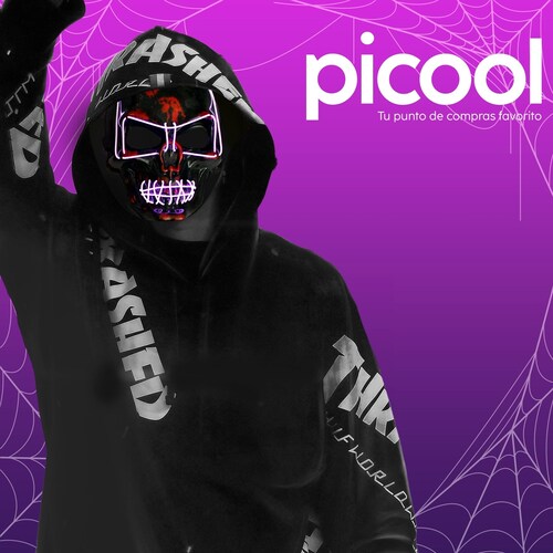 Máscara LED de Craneo Calavera Disfraz de Halloween Fiesta de Neon