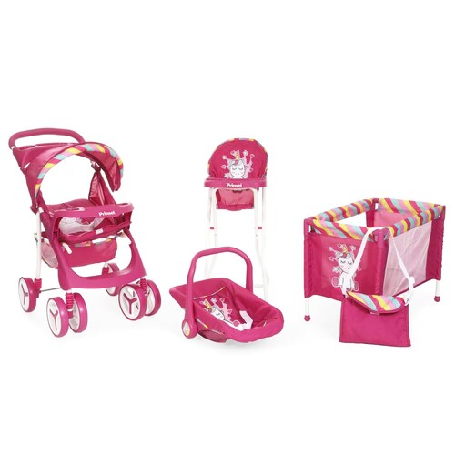 Kit Coche Muñeca De Juguete Niña Bebesit + Cuna + Porta Bebe