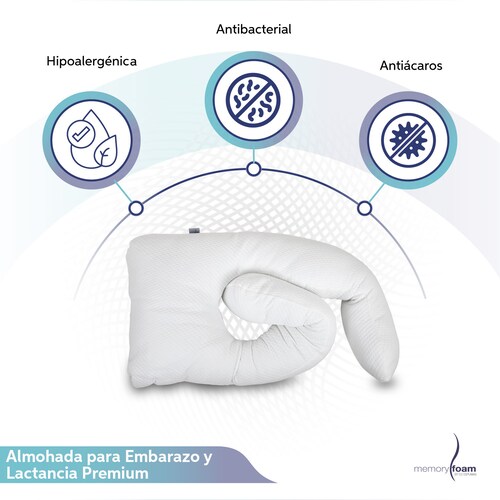 Almohada Para Embarazo y Lactancia Premium Tela Extra Suave