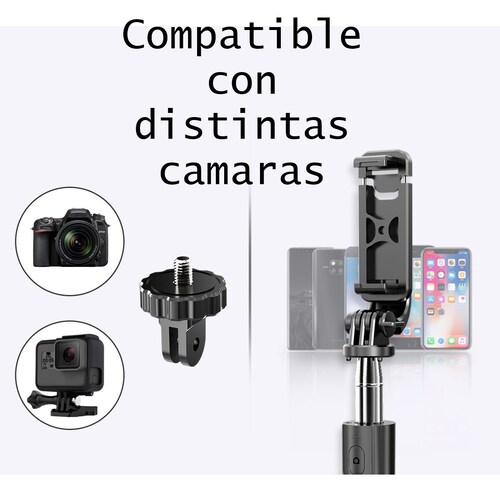 Palo Selfie cel teléfono foto video extensible monopié adaptador Gopro Hero cámara deportiva negro