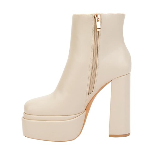 Botas de vestir color beige con doble plataforma y tacón alto, marca Belinda Peregrin, mod. 1086769