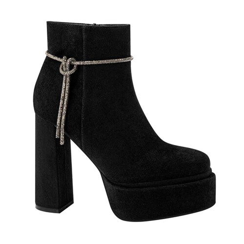 Botas de vestir negras con doble plataforma, pedrería y tacón alto, marca Belinda Peregrin, mod. 1086770