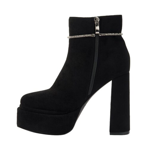 Botas de vestir negras con doble plataforma, pedrería y tacón alto, marca Belinda Peregrin, mod. 1086770