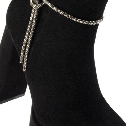 Botas de vestir negras con doble plataforma, pedrería y tacón alto, marca Belinda Peregrin, mod. 1086770