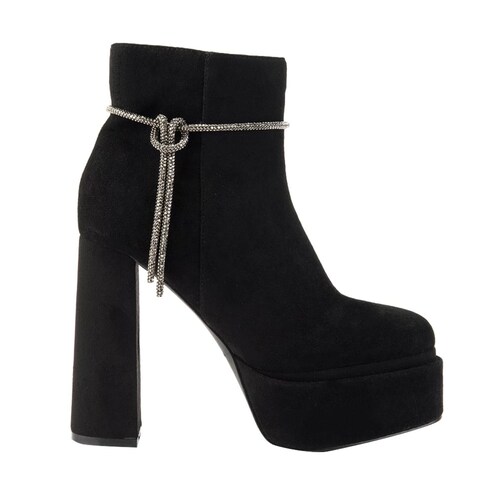 Botas de vestir negras con doble plataforma, pedrería y tacón alto, marca Belinda Peregrin, mod. 1086770