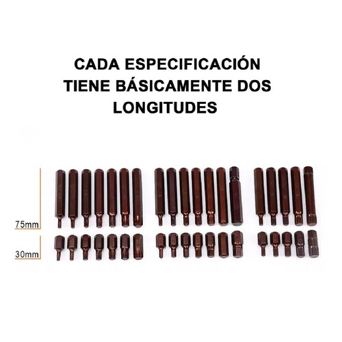 Juego Torx Y Hexagonales Con Adaptador, 40 Piezas